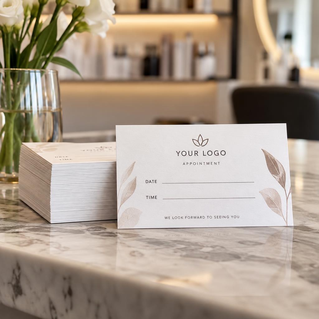 Appointment Cards branded with YOUR LOGO placeholder