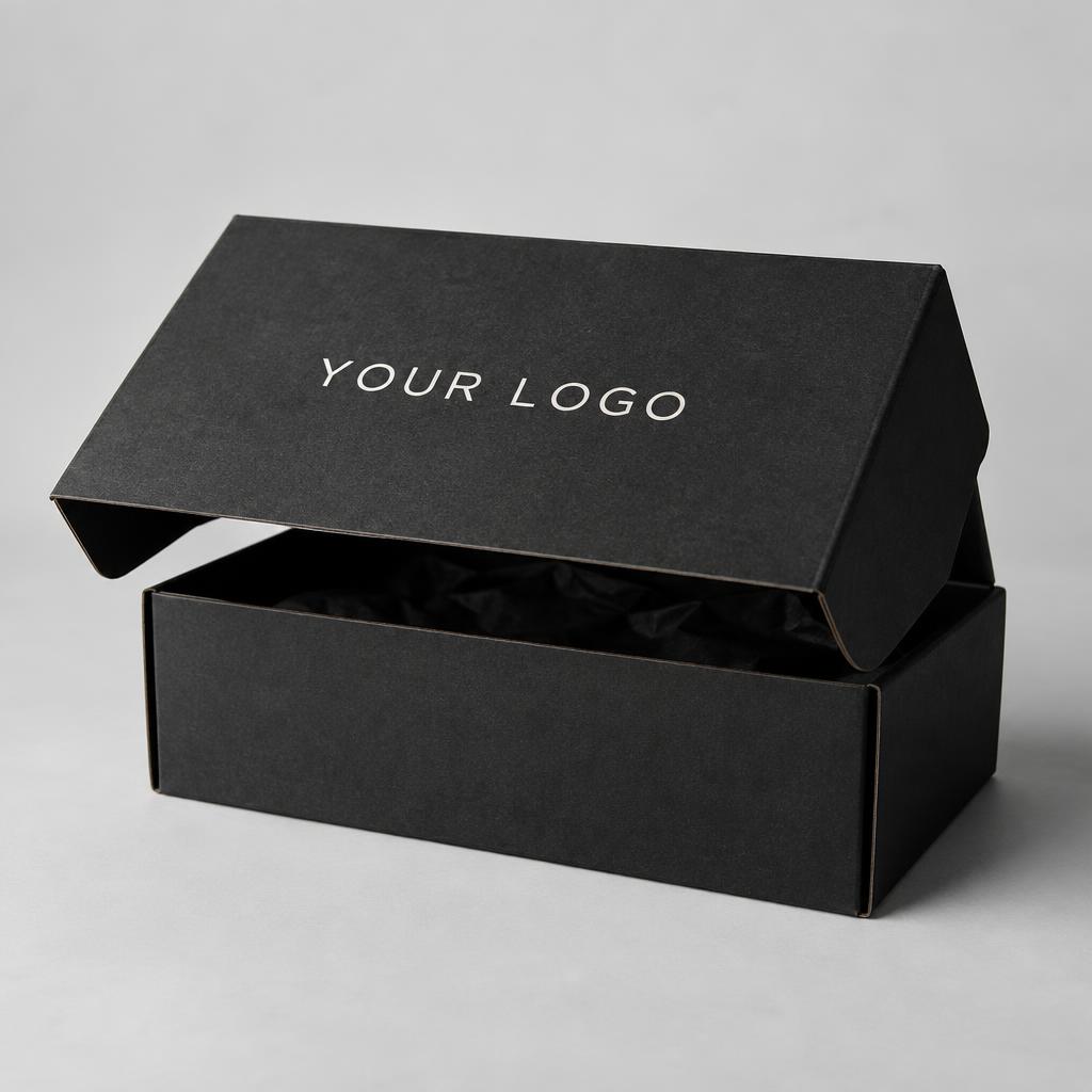 Branded Black Kraft Shipper Boxes