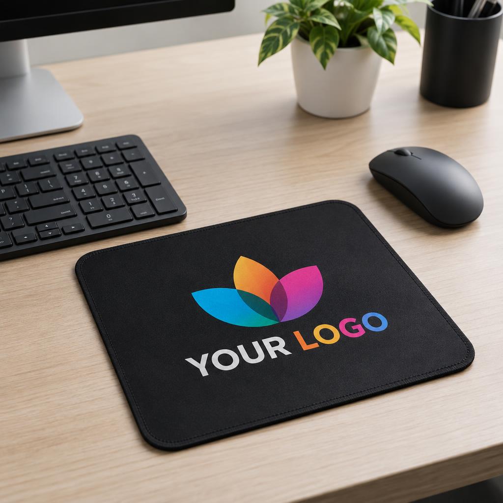 Branded Mouse Pads branded with YOUR LOGO placeholder