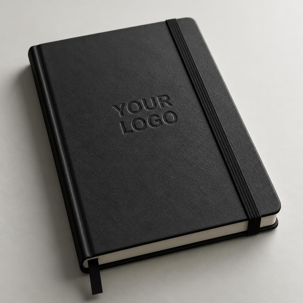 Branded Notebooks branded with YOUR LOGO placeholder