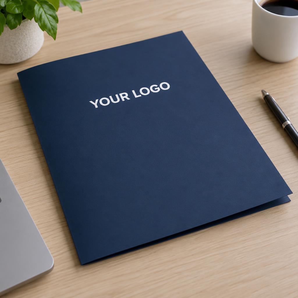 Business Folders branded with YOUR LOGO placeholder