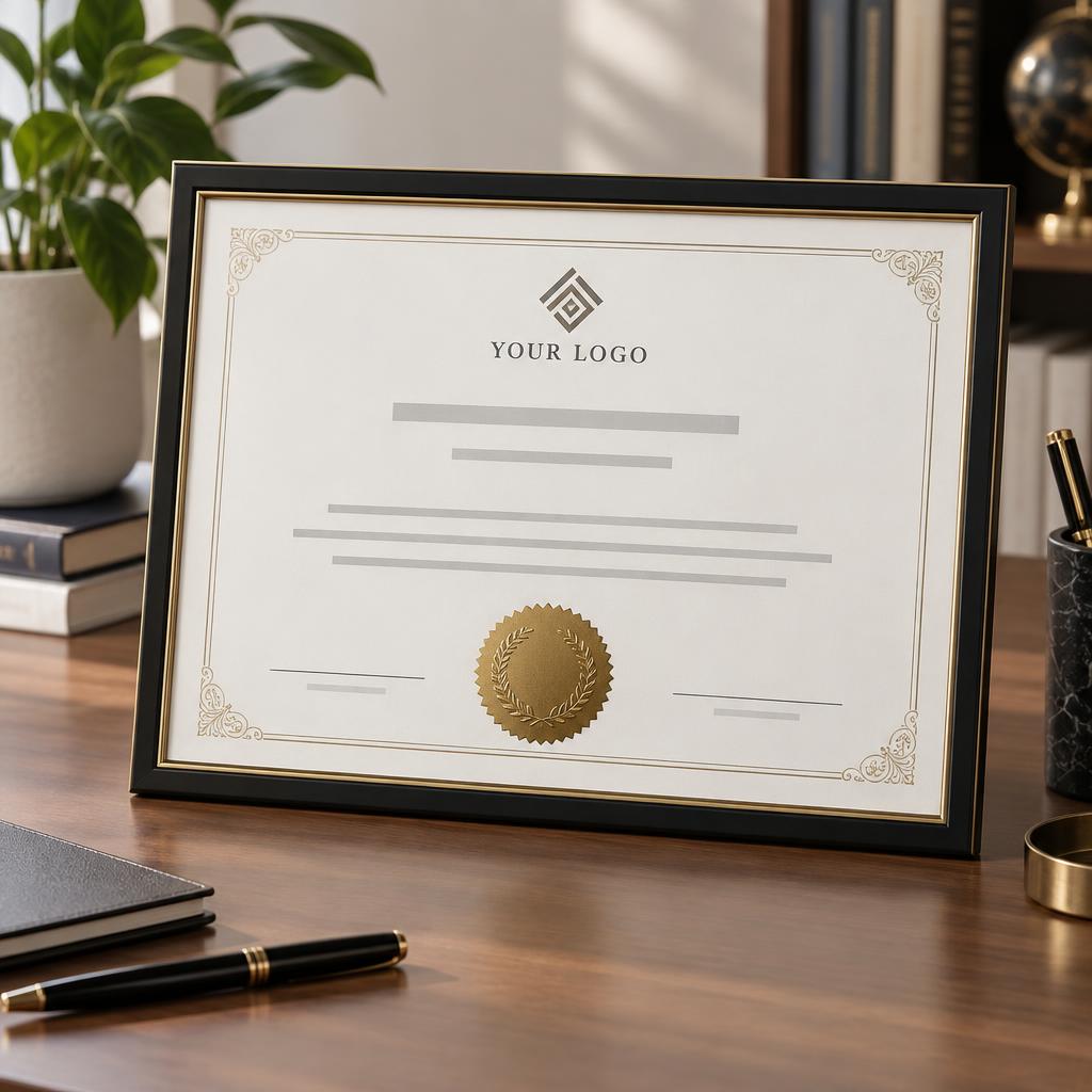 Certificates branded with YOUR LOGO placeholder