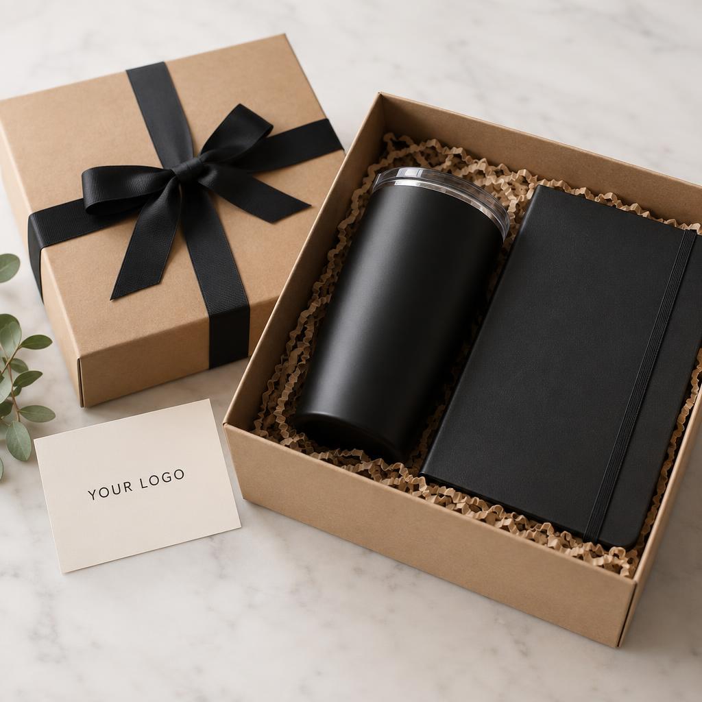 Client Appreciation Gifts branded with YOUR LOGO placeholder
