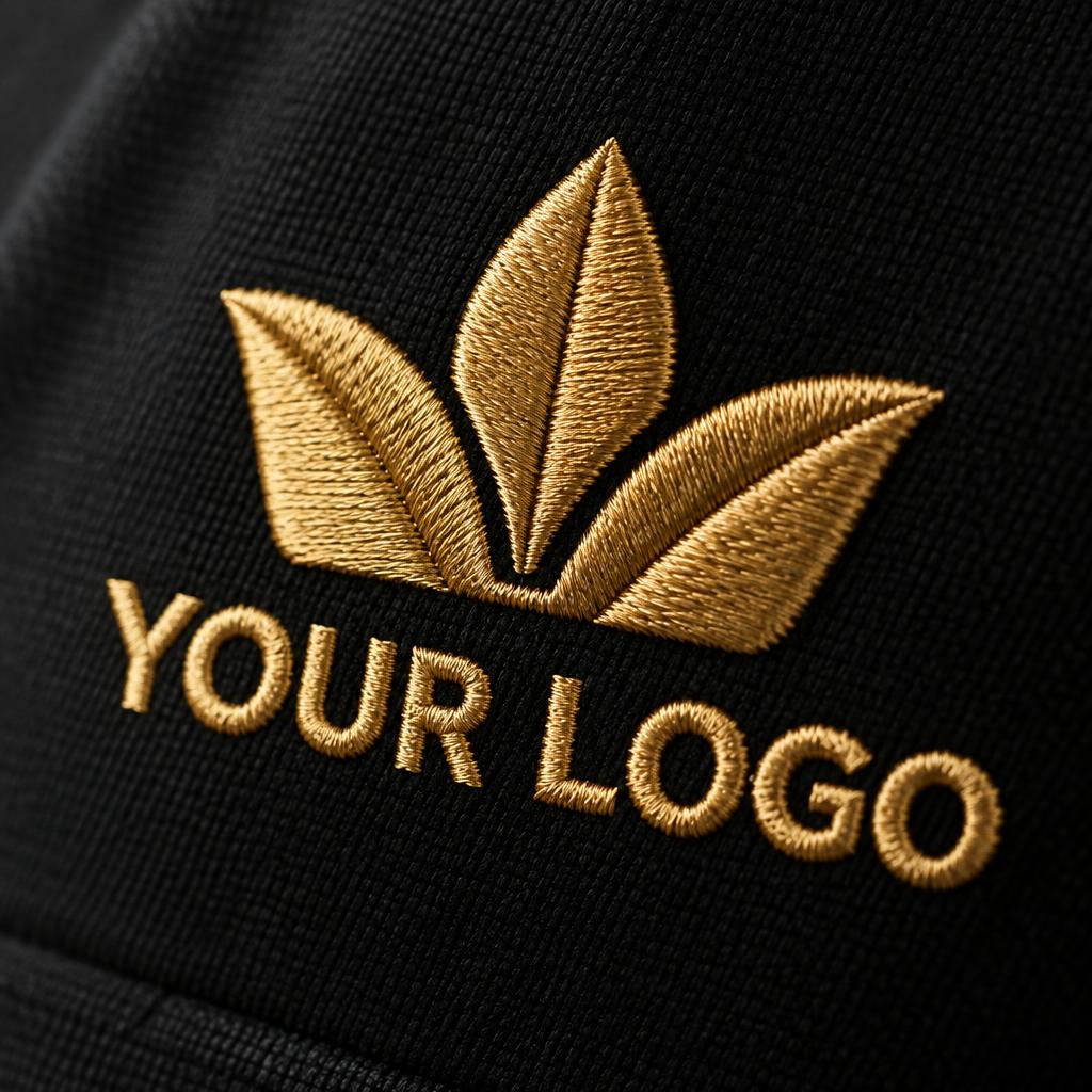 Custom Embroidered Apparel branded with YOUR LOGO placeholder