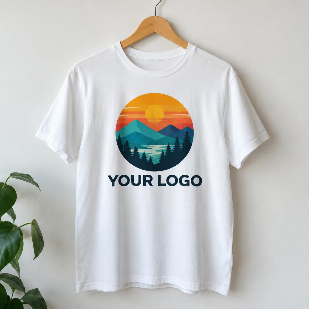 Custom Printed Apparel branded with YOUR LOGO placeholder
