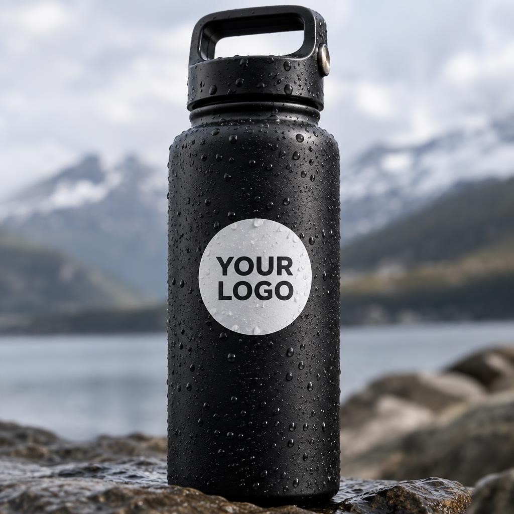Custom Waterproof Stickers with YOUR LOGO placeholder branding