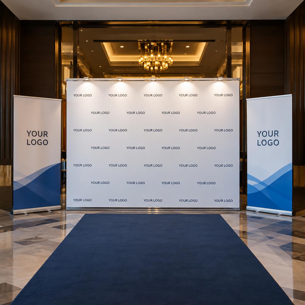 Event Signage branded with YOUR LOGO placeholder