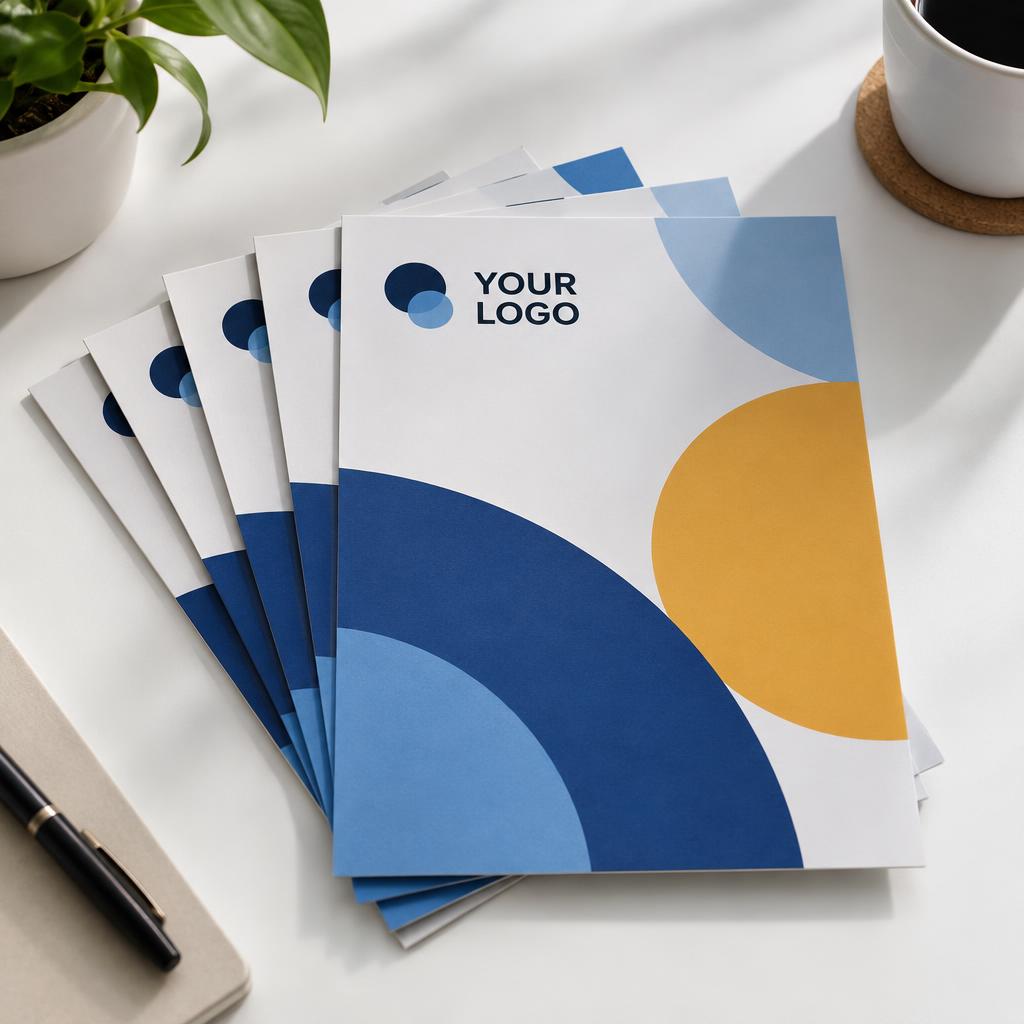 Flyers branded with YOUR LOGO placeholder